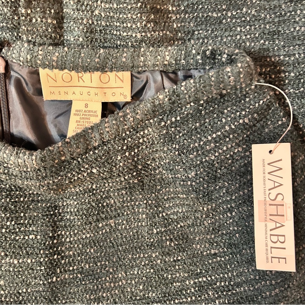 Norton McNaughton Turquoise and Green Tweed Mini Skirt - Size 8 (NWOT) - Picture 8 of 10